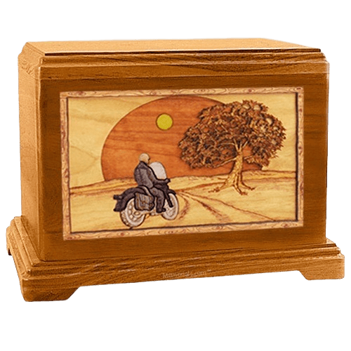 Motorcycle & Moon Mahogany Hampton Cremation Urn