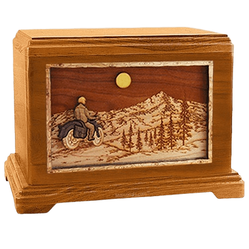 Motorcycle Mountains Mahogany Hampton Cremation Urn