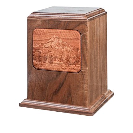 Mount Hood Walnut Wood Cremation Urn