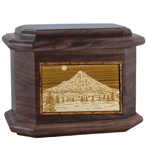 Mt Hood Walnut Octagon Cremation Urn