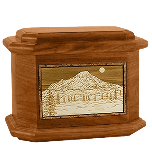 Mt Rainier Mahogany Octagon Cremation Urn