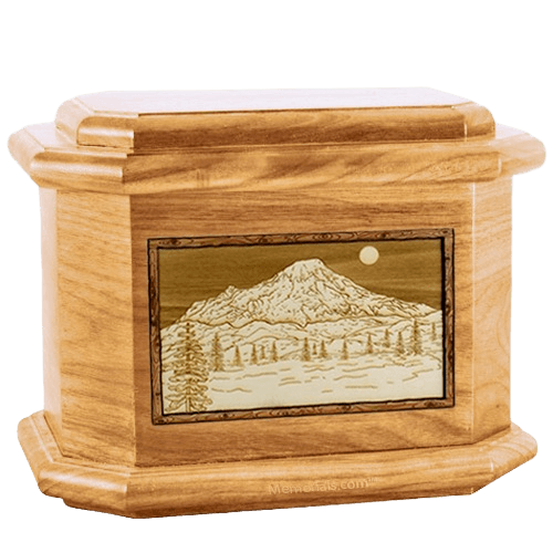 Mt Rainier Oak Octagon Cremation Urn