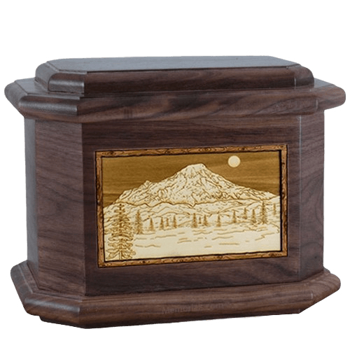 Mt Rainier Walnut Octagon Cremation Urn