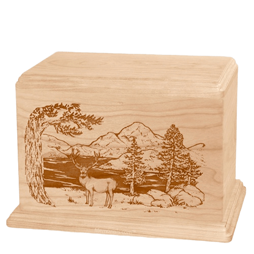 Mule Deer Companion Maple Wood Urn