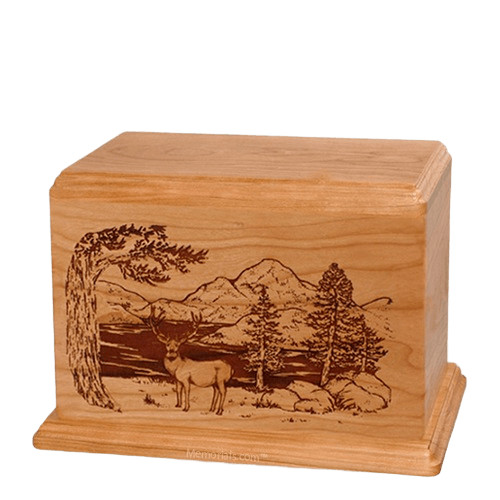 Mule Deer Individual Cherry Wood Urn