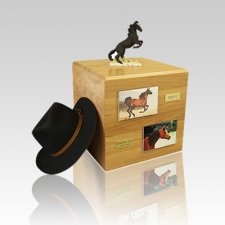 Mustang Black Full Size Small Horse Urn