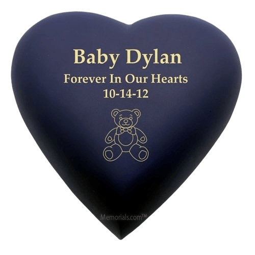 Navy Blue Heart Child Cremation Urn