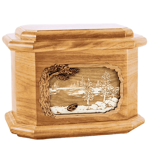 New Lake Oak Octagon Cremation Urn