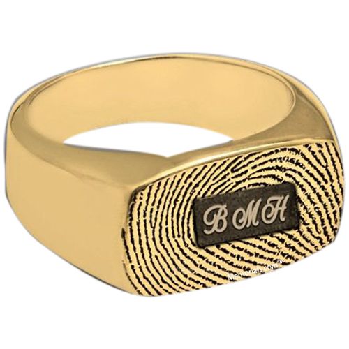 Oblong 14k Gold Cremation Print Ring