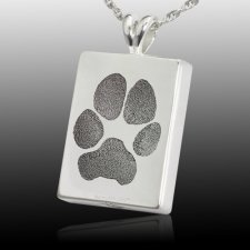 Oblong Paw Tag 14k White Gold Print Cremation Keepsakes