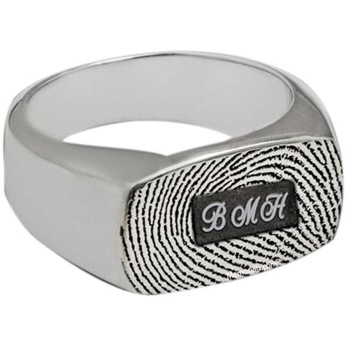 Oblong Sterling Cremation Print Ring