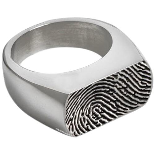 Oblong Stainless Cremation Print Ring