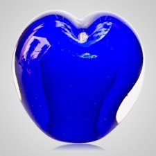 Ocean Blue Cremation Ash Glass Heart