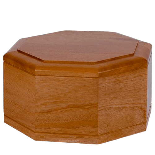 Octagon Mahogany Wood Cremation Urn