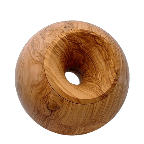 Olive Orb Wood Urn