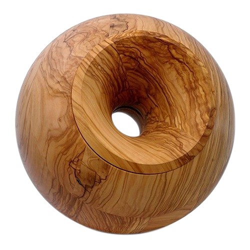 Olive Sphere Wood Pet Urn