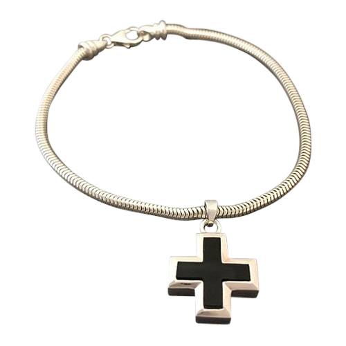 Onyx Cross Cremation Bracelet