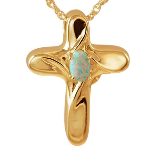 Opal Cross Cremation Jewelry II