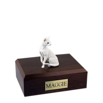 Oriental White Small Cat Cremation Urn