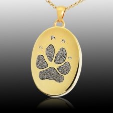 Oval Paw 14k Gold Print Cremation Keepsake