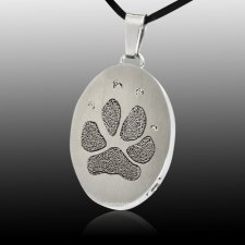 Oval Paw Stainless Print Cremation Keepsake