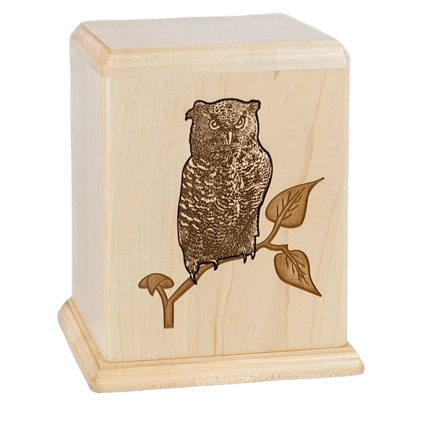 Owl Maple Wood Cremation Urn