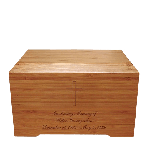 Cross Bamboo Distinction Green Cremation Urn