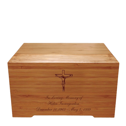 Crucifix Bamboo Distinction Green Cremation Urn