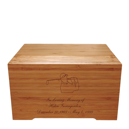 Golfer Bamboo Distinction Green Cremation Urn