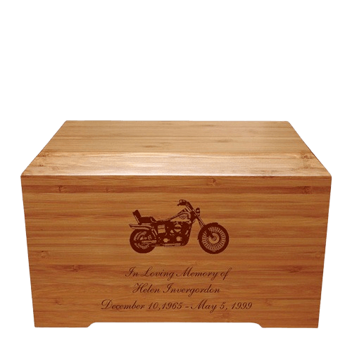 Motorcycle Bamboo Distinction Green Cremation Urn