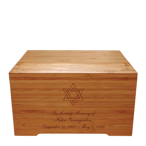 Star of David Bamboo Distinction Green Cremation Urn