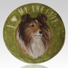 Sheltie Painted Cremation Memorial