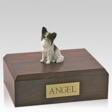 Papillon Brown & White Sitting Dog Urns