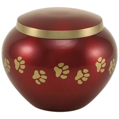 Paw Print Crimson Large Pet Urn