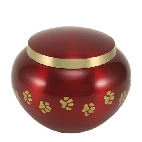 Paw Print Crimson Medium Pet Urn