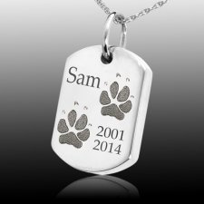 Paw Tag Sterling Print Cremation Keepsake