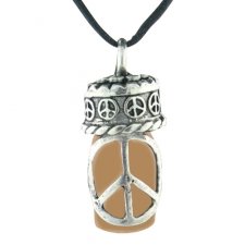 Peace Brown Pet Ash Urn Necklace