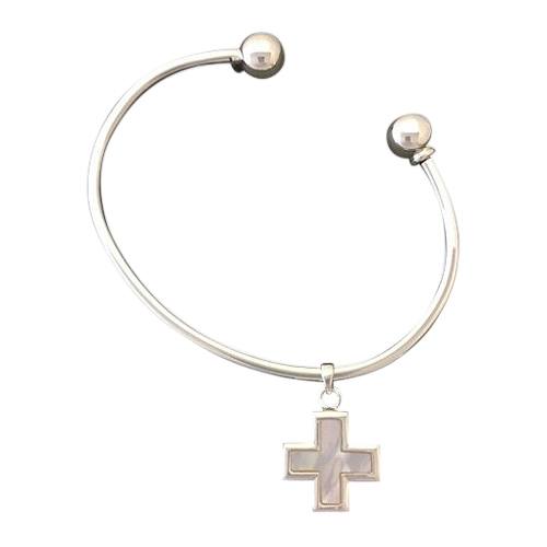 Pearl Cross Cremation Bangle