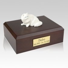 Persian White Laying Cat Cremation Urns