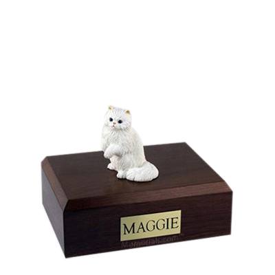Persian White Paw Small Cat Cremation Urn