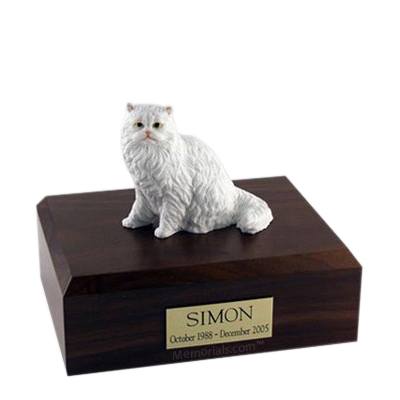 Persian White Sitting Large Cat Cremation Urn