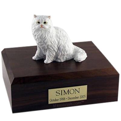Persian White Sitting X Large Cat Cremation Urn