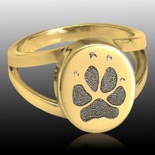 Pet Paw 14K Gold Print Cremation Ring