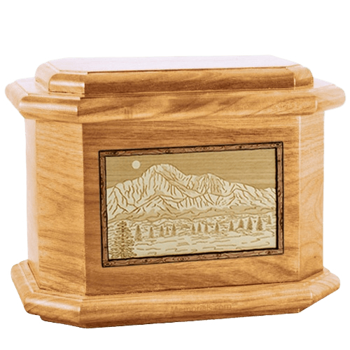 Pikes Peak Oak Octagon Cremation Urn
