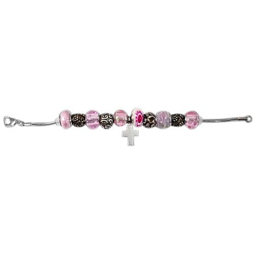 Pink Cross Cremation Bracelet