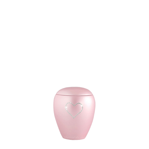 Pink Crystal Heart Ceramic Keepsake Urn