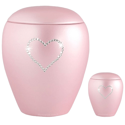 Pink Crystal Heart Ceramic Urns