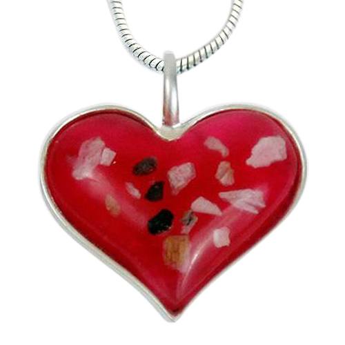 Pink Heart Cremation Ash Pendant III