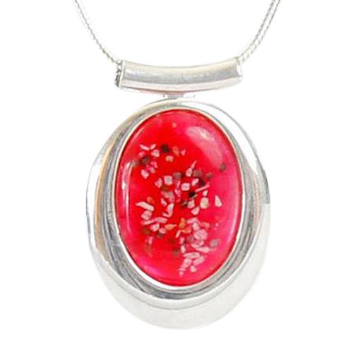 Pink Oval Cremation Ash Pendant III