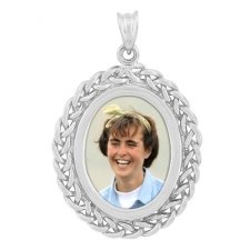 Plait White Gold Photo Pendant